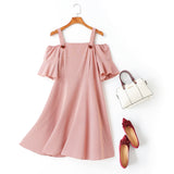 Alicia Red Gingham Checks Bell Sleeve Off Shoulder Plus Size Short Sleeve Dress