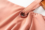 Alicia Red Gingham Checks Bell Sleeve Off Shoulder Plus Size Short Sleeve Dress