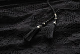 Camile Plus Size Occasion Black Eyelash Lace V Neck Lace Up Bell Sleeve Mid Sleeve Dress