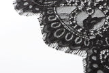 Camile Plus Size Occasion Black Eyelash Lace V Neck Lace Up Bell Sleeve Mid Sleeve Dress