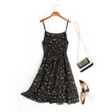 Andrea Floral Print V Neck Chiffon Camisole Spaghetti Sleeveless Midi Dress