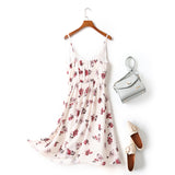 Elizabeth Plus Size White Floral Print V Neck Camisole Sleeveless Dress