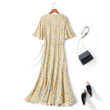 Aubree Plus Size Yellow Floral Wrap Maxi Dress