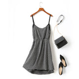 Giuliana Plus Size Tweed Checks Buttons V Neck Sleeveless Dress