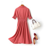 Giselle Plus Size V Neck Short Sleeve Midi Shirt Dress