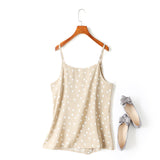 Juliana Plus Size Polka Dots Print Button Camisole Sleeveless Blouse (White, Black, Beige, Green)
