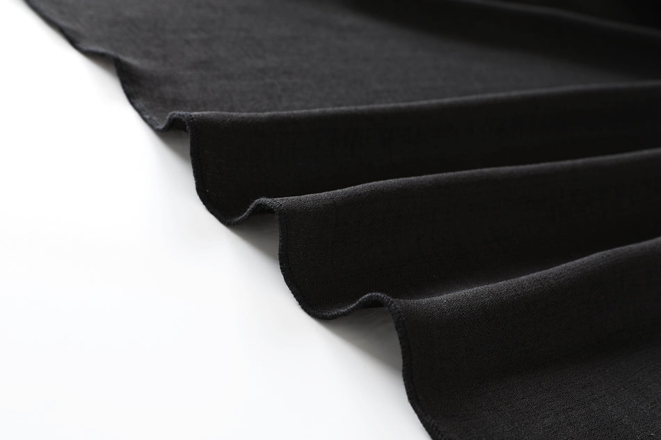 Cecily Plus Size Black Tier Ribbon Off Shoulder Short Sleeve Midi Dress