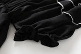 Cecily Plus Size Black Tier Ribbon Off Shoulder Short Sleeve Midi Dress