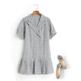 Celine Plus Size Double Breast V Neck Trench Coat Shift Short Sleeve Shirt Dress (Grey, Pink, Yellow) (Ready Stock Grey 2XL - 1 Piece)