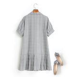 Celine Plus Size Double Breast V Neck Trench Coat Shift Short Sleeve Shirt Dress (Grey, Pink, Yellow) (Ready Stock Grey 2XL - 1 Piece)