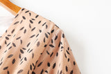 Alena Leafs Printed V Neck Tier Chiffon Plus Size Mid Sleeve Midi Dress