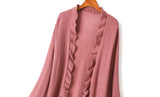 Trinity Plus Size Knit Frill Tunic Cardigan (Black, Pink, Cream, Brown)