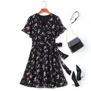 Athena Plus Size Black Floral Chiffon Dress
