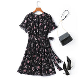 Athena Plus Size Black Floral Chiffon Dress