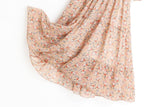 Alice Beige Floral Print V Neck Bell Sleeve Chiffon Plus Size Mid Sleeve Dress