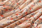 Alice Beige Floral Print V Neck Bell Sleeve Chiffon Plus Size Mid Sleeve Dress
