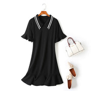 Violet Plus Size Mermaid Frill Polo Collar Short Sleeve Dress