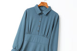 Allie Buttons Long Sleeve Midi Shirt Dress