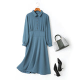 Allie Buttons Long Sleeve Midi Shirt Dress
