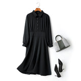 Allie Buttons Long Sleeve Midi Shirt Dress