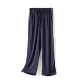 Tallulah Plus Size Pyjamas Set in Silky Satin: Short Sleeve Shirt Blouse and Long Pants Set (Blue, Pink)