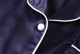 Tallulah Plus Size Pyjamas Set in Silky Satin: Short Sleeve Shirt Blouse and Long Pants Set (Blue, Pink)