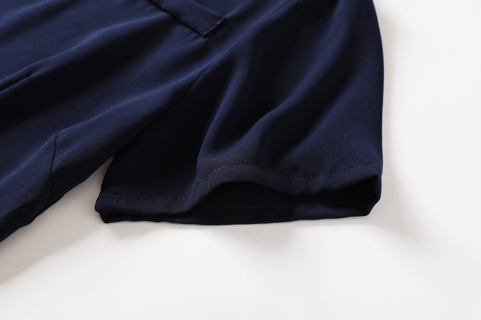 Esther Plus Size Polo Pleat Short Sleeve Shirt Dress (Blue, Pink)