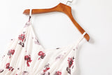 Elizabeth Plus Size White Floral Print V Neck Camisole Sleeveless Dress