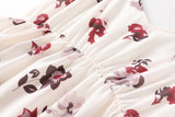 Elizabeth Plus Size White Floral Print V Neck Camisole Sleeveless Dress