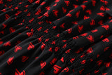 Gabrielle Plus Size Hearts Print Tier Off Shoulder Short Sleeve Midi Dress (Black)