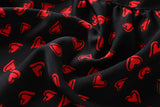 Gabrielle Plus Size Hearts Print Tier Off Shoulder Short Sleeve Midi Dress (Black)