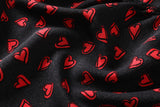 Gabrielle Plus Size Hearts Print Tier Off Shoulder Short Sleeve Midi Dress (Black)