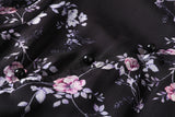 Gina Plus Size Floral Print Chiffon Cheongsam Qipao Mid Sleeve Dress (Black)