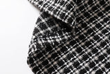 Giuliana Plus Size Tweed Checks Buttons V Neck Sleeveless Dress