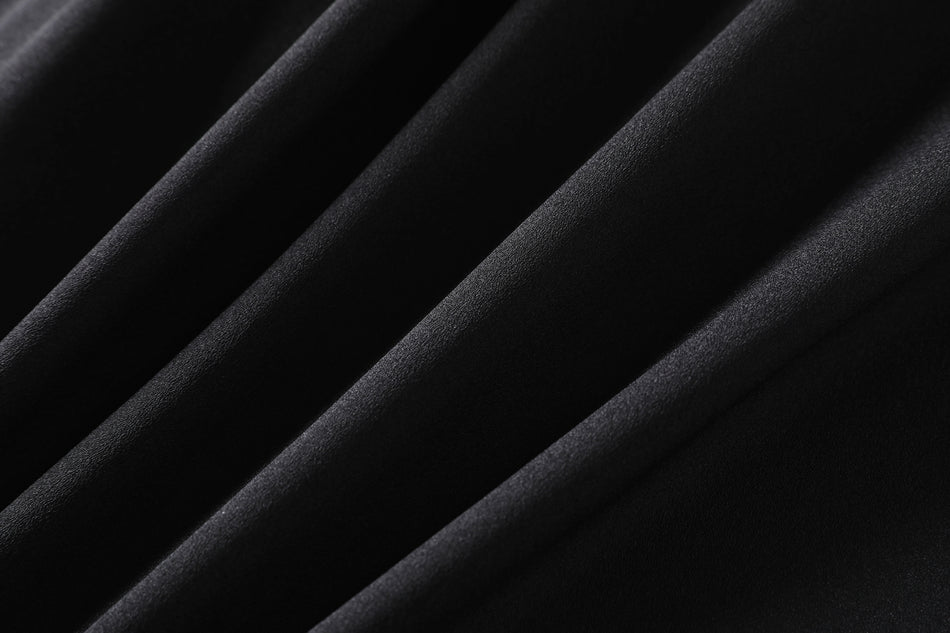 Harper Plus Size V Neck Buttons Ribbon Sleeve Black Short Sleeve Midi Dress
