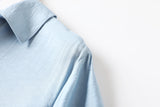 Felicia Plus Size Button Down Pineapple Embroidery Tulle Short Sleeve Shirt Dress (Yellow, Blue)