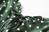 Felice Plus Size Polka Dots Sweetheart Neckline Camisole Sleeveless Dress (Green, Black)
