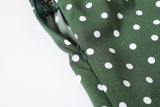Felice Plus Size Polka Dots Sweetheart Neckline Camisole Sleeveless Dress (Green, Black)