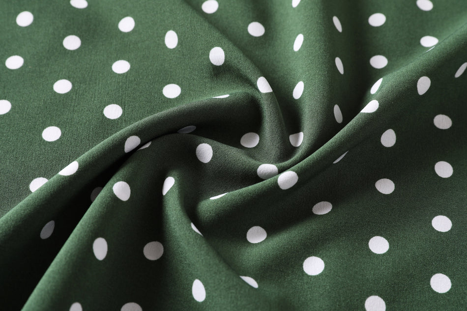 Felice Plus Size Polka Dots Sweetheart Neckline Camisole Sleeveless Dress (Green, Black)