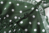 Felice Plus Size Polka Dots Sweetheart Neckline Camisole Sleeveless Dress (Green, Black)