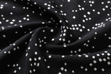 Fleta Plus Size V Neck Square Print (Two Way Wear Incl. Off Shoulder) Long Sleeve Dress (Cream, Black)