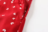 Esmeralda 2 Piece Plus Size White Short Sleeve Blouse And Hearts Print Side Gather Camisole Sleeveless Dress (Red, Black)