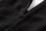 Erika Plus Size Black Grommet Buttons With Pockets Flare Hem Short Sleeve Dress