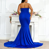 Plus Size Blue Sweetheart Gown