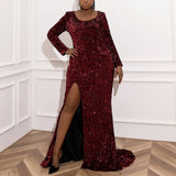 Plus Size Red Sequin Gown