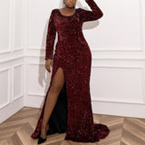 Plus Size Red Sequin Gown