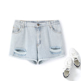 Plus Size Ripped Denim Shorts 