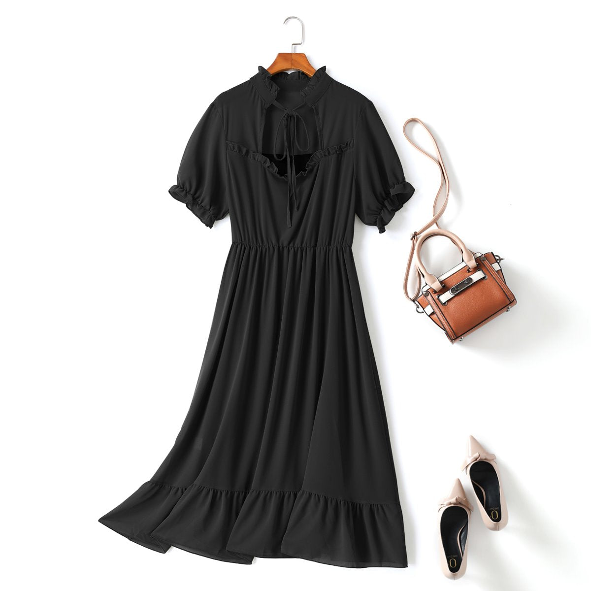 Sophisticated Ribbed Plus-size Midi Dress