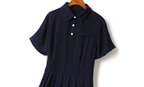 Esther Plus Size Polo Pleat Short Sleeve Shirt Dress (Blue, Pink)