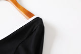 Danielle Plus Size Knit Cotton Asymmetric Neckline Colourblock Mid Sleeve T Shirt Top  (Ready Stock Black 4XL - 1 Piece)
